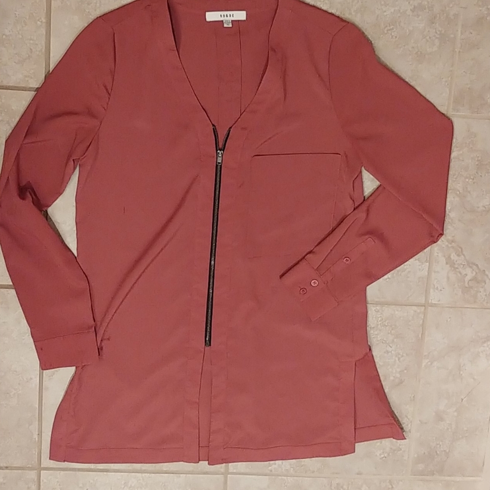 Burnt rose half zip blouse